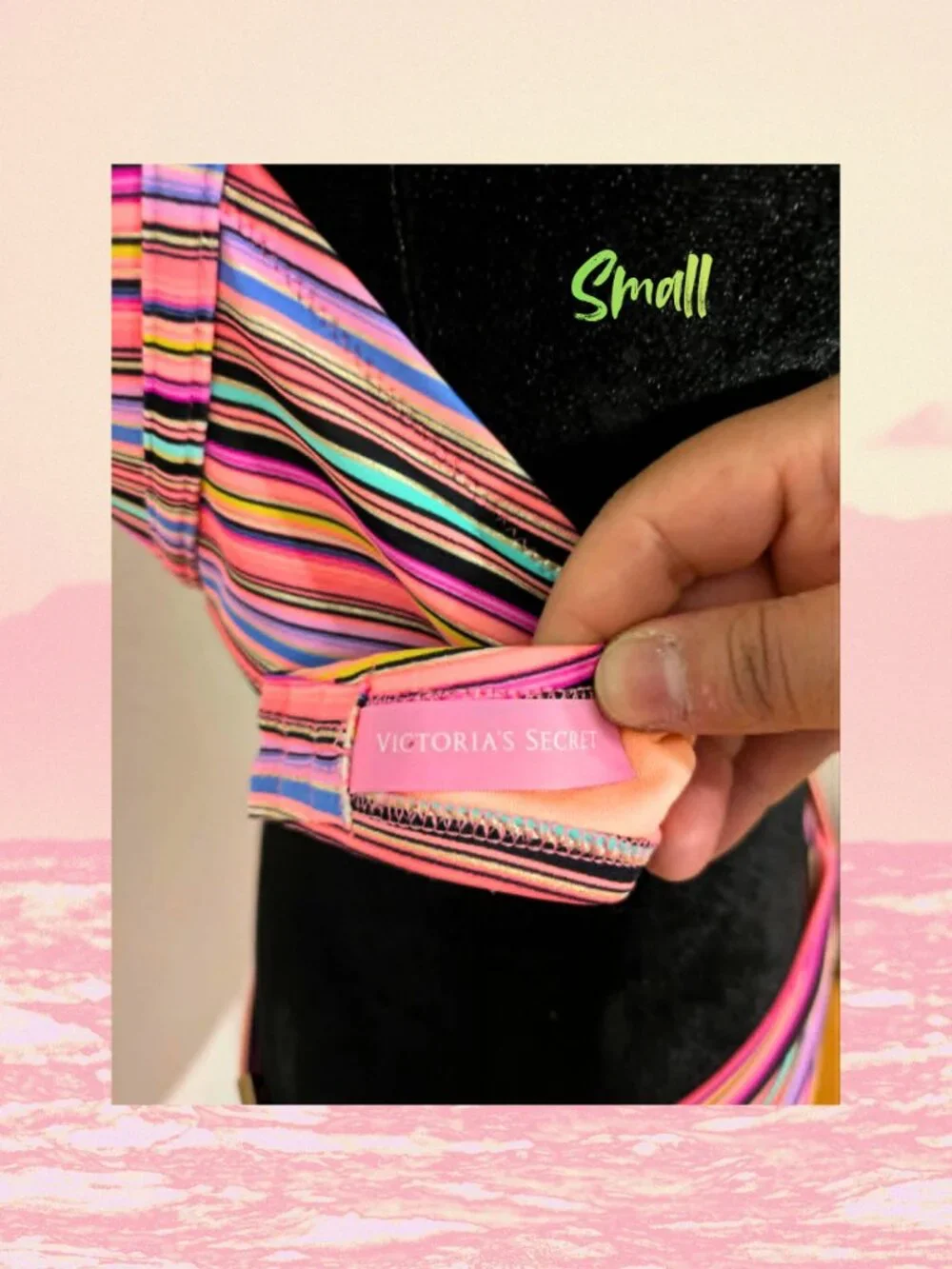 Victoria’s Secret Neon Rainbow Stripe Bikini Set Y2K 